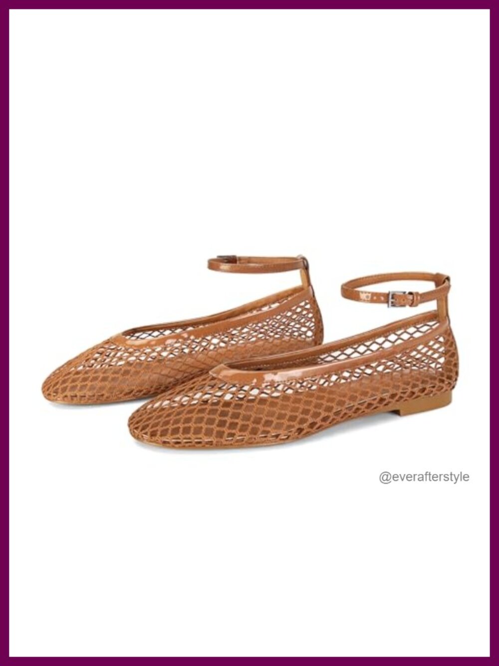 Wnshonzy Mesh Ballet Flats Round Toe Ankle Strap Mary Jane Women's Shoes